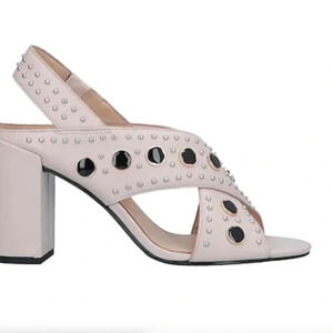 What For Sandals Light Pink Open Toe Mules High Heels Shoes US 9 EU 39